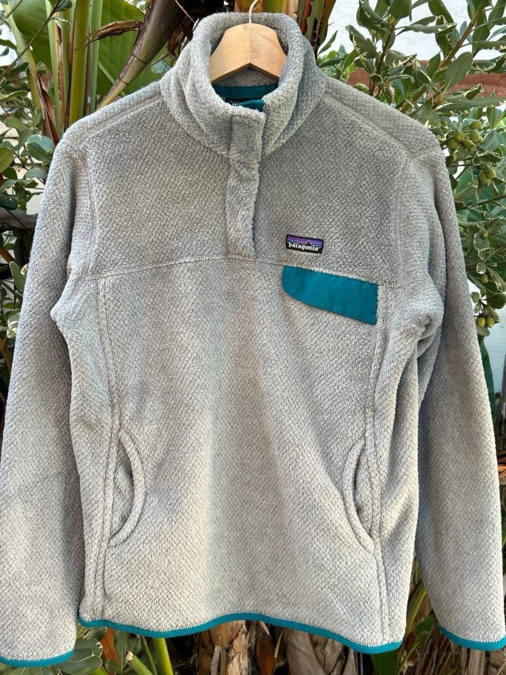 2017 Patagonia Los Gatos Fleece Pullover Jacket Gray Teal Mens Large